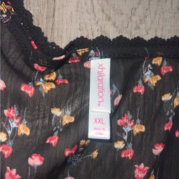 Xhilaration Floral Sheer Black Kimono Cardigan - Picture 8 of 9